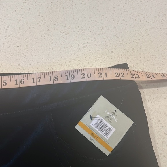 John Mark Solid Black Faux Jean with back pockets Velvet Pull On Pants Size Plus - Picture 10 of 12